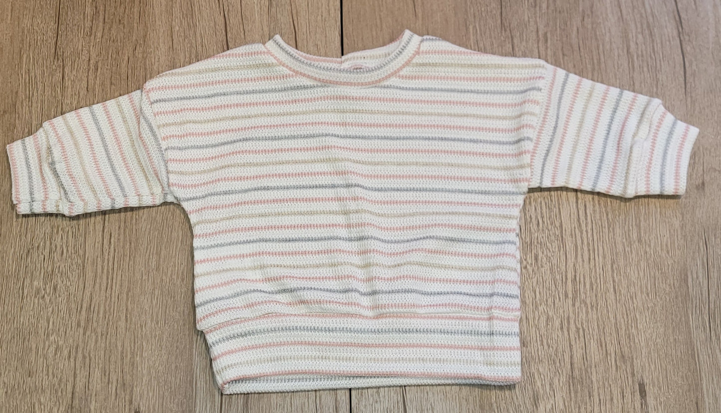 Cream Stripe Waffle Knit Sweater