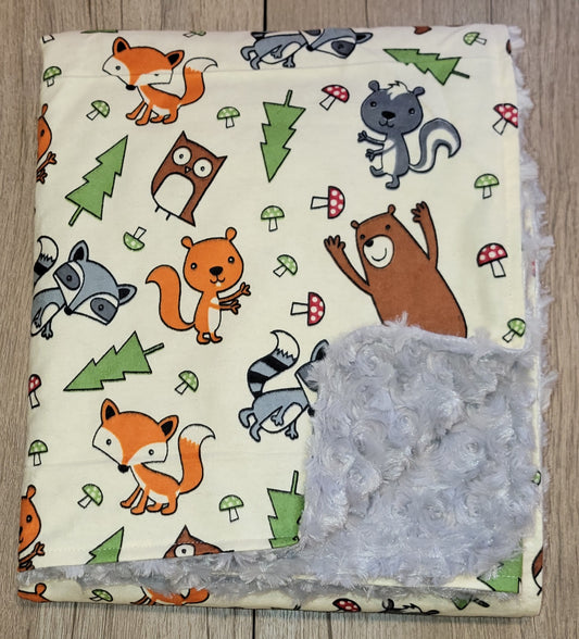 Little Critters with Grey Baby Minky Blanket