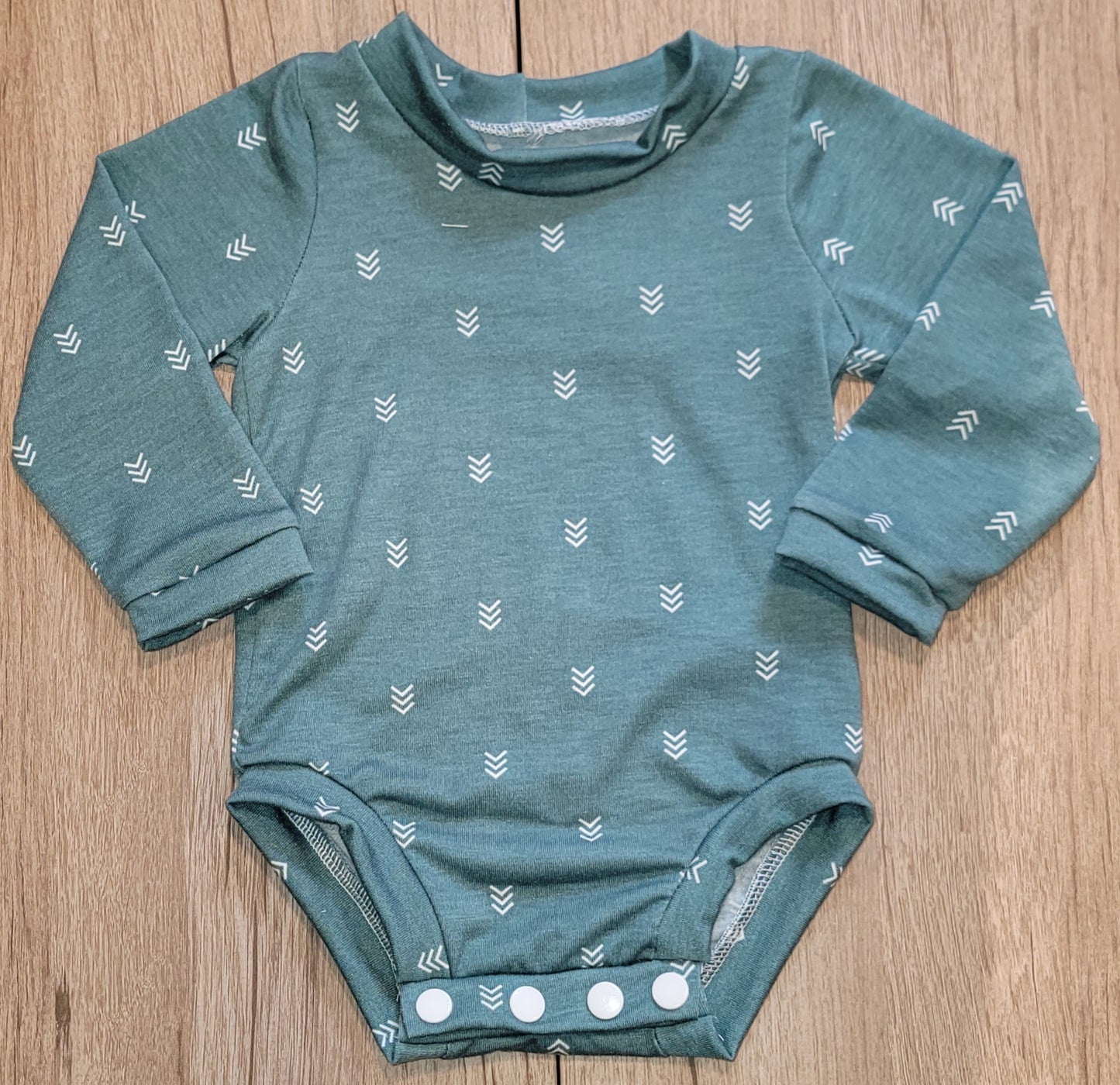 Teal Aztec Long Sleeve Bodysuit