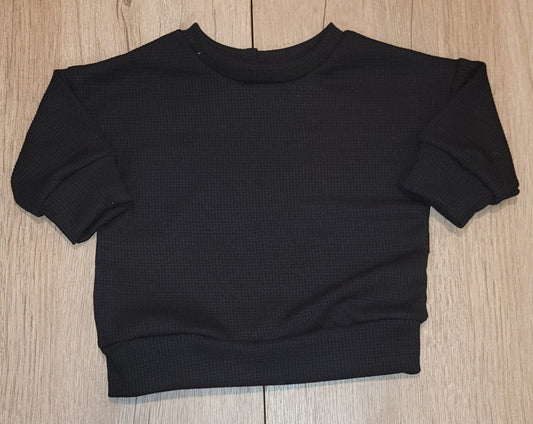 Black Waffle Knit Sweater