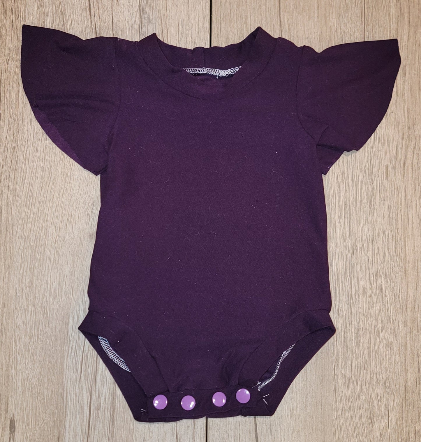 Eggplant Flutter Sleeve Bodysuit