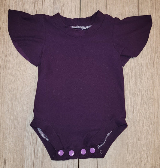 Eggplant Flutter Sleeve Bodysuit