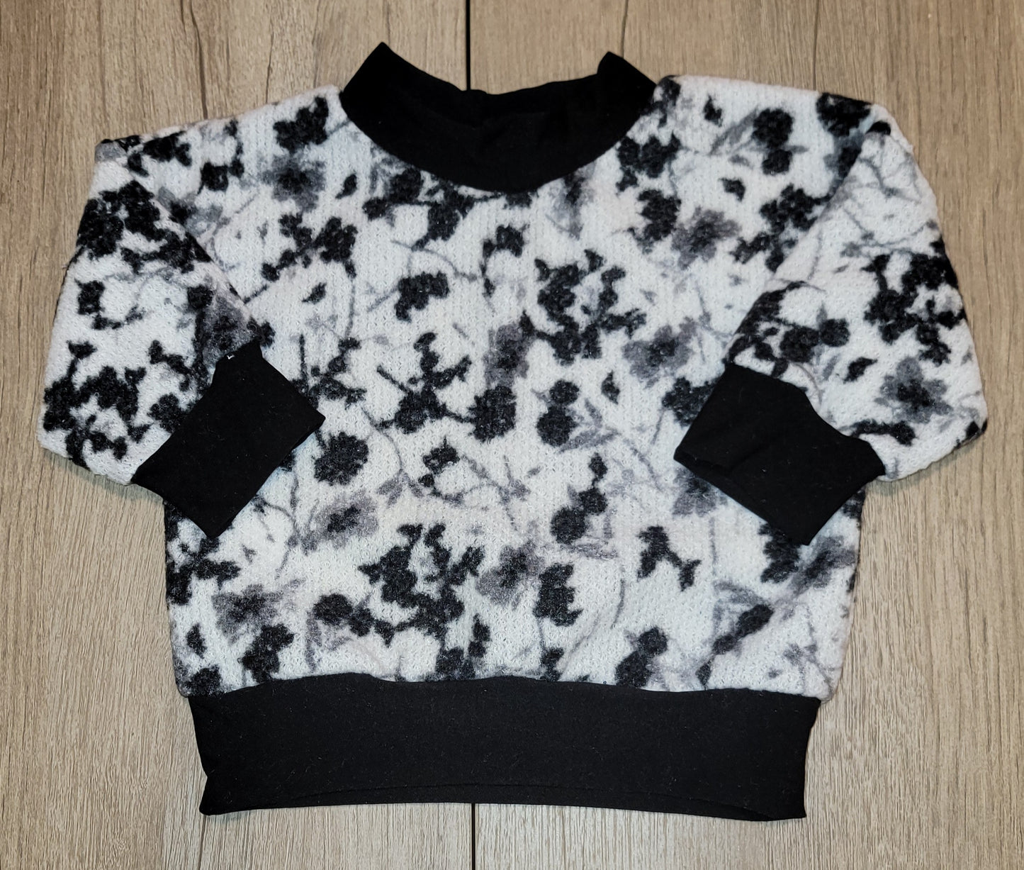 Black and Grey Floral Sweater