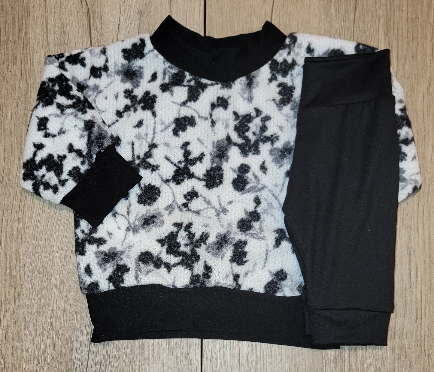 Black and Grey Floral Sweater