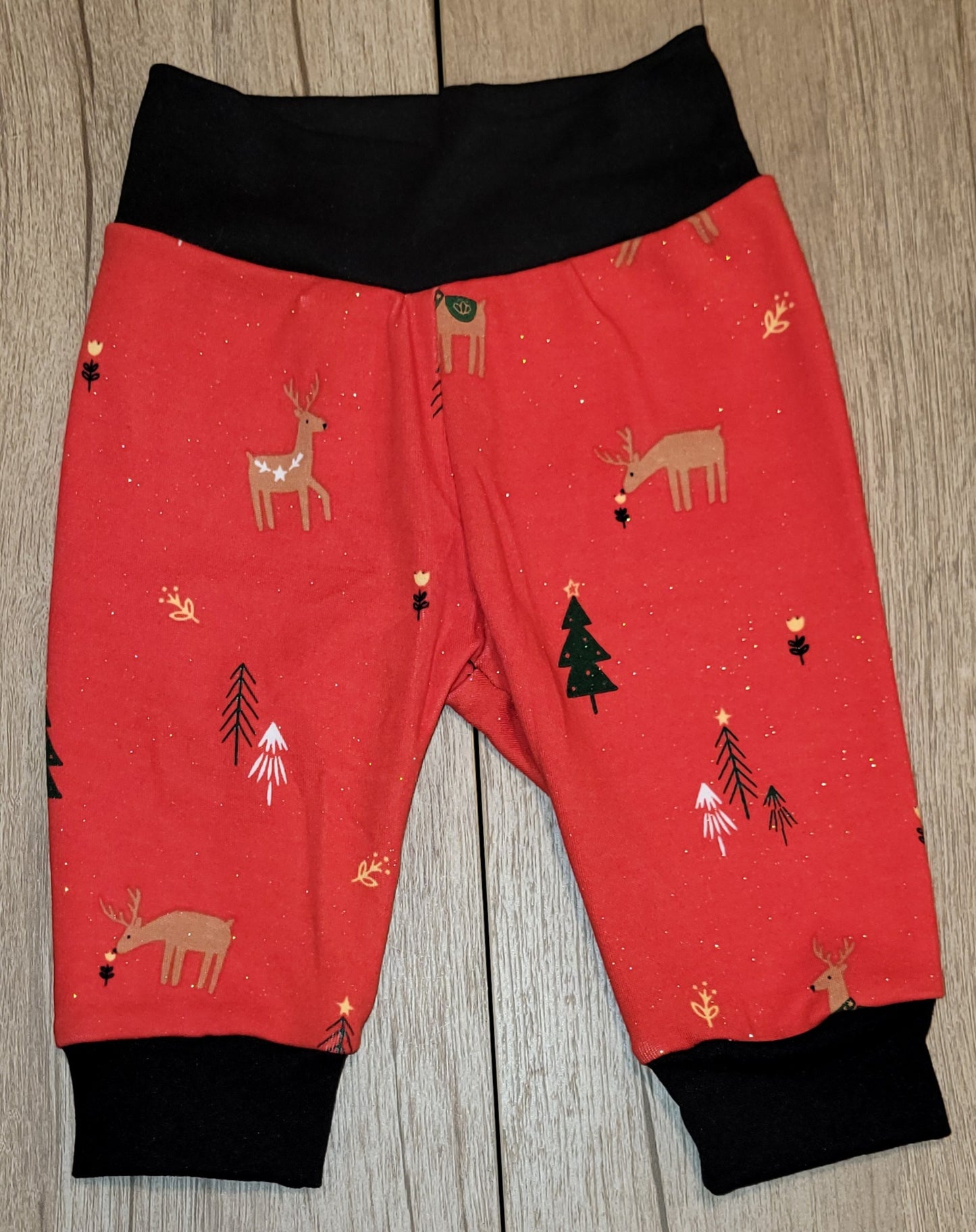 Red Christmas Reindeer with Glitter Jogger