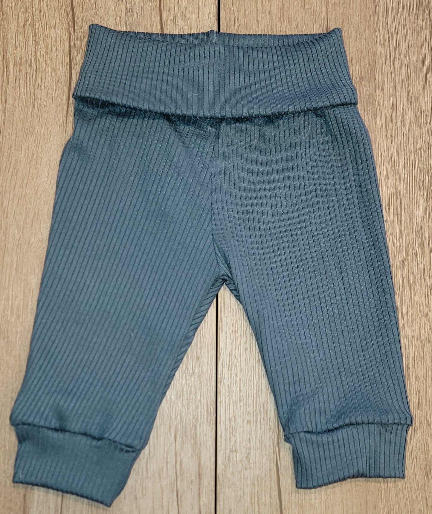 Denim Ribbed Fold Over Waistband Jogger