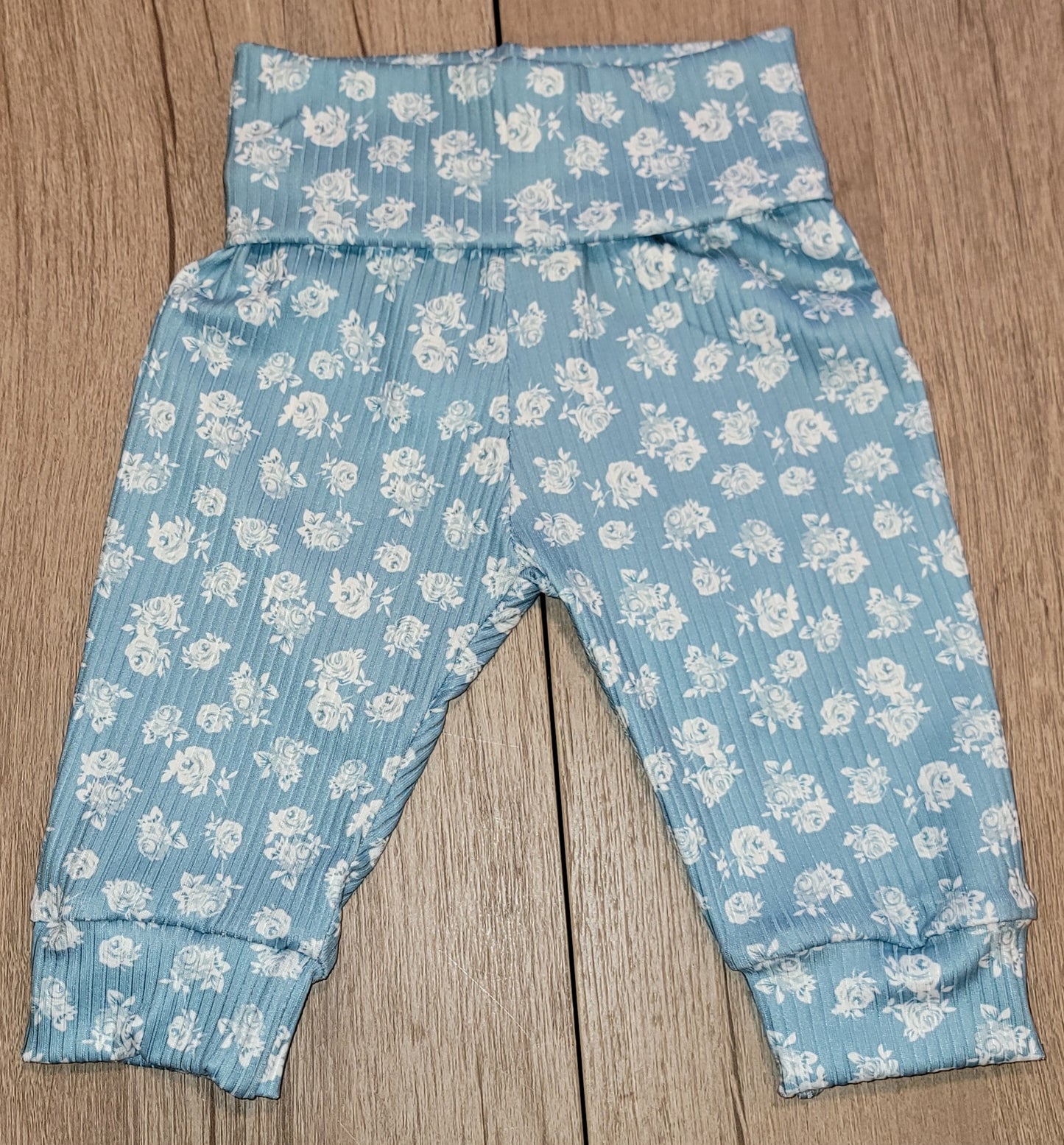 Sky Roses Ribbed Fold Over Waistband Jogger