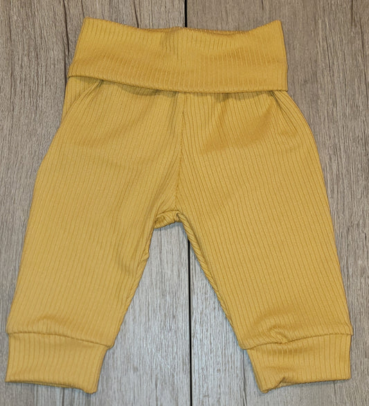 Mustard Ribbed Fold Over Waistband Jogger