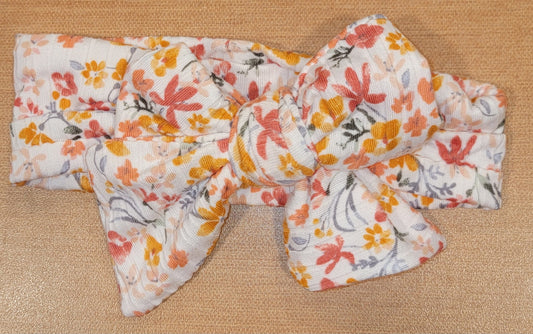 Floral Ribbed Headband Bow