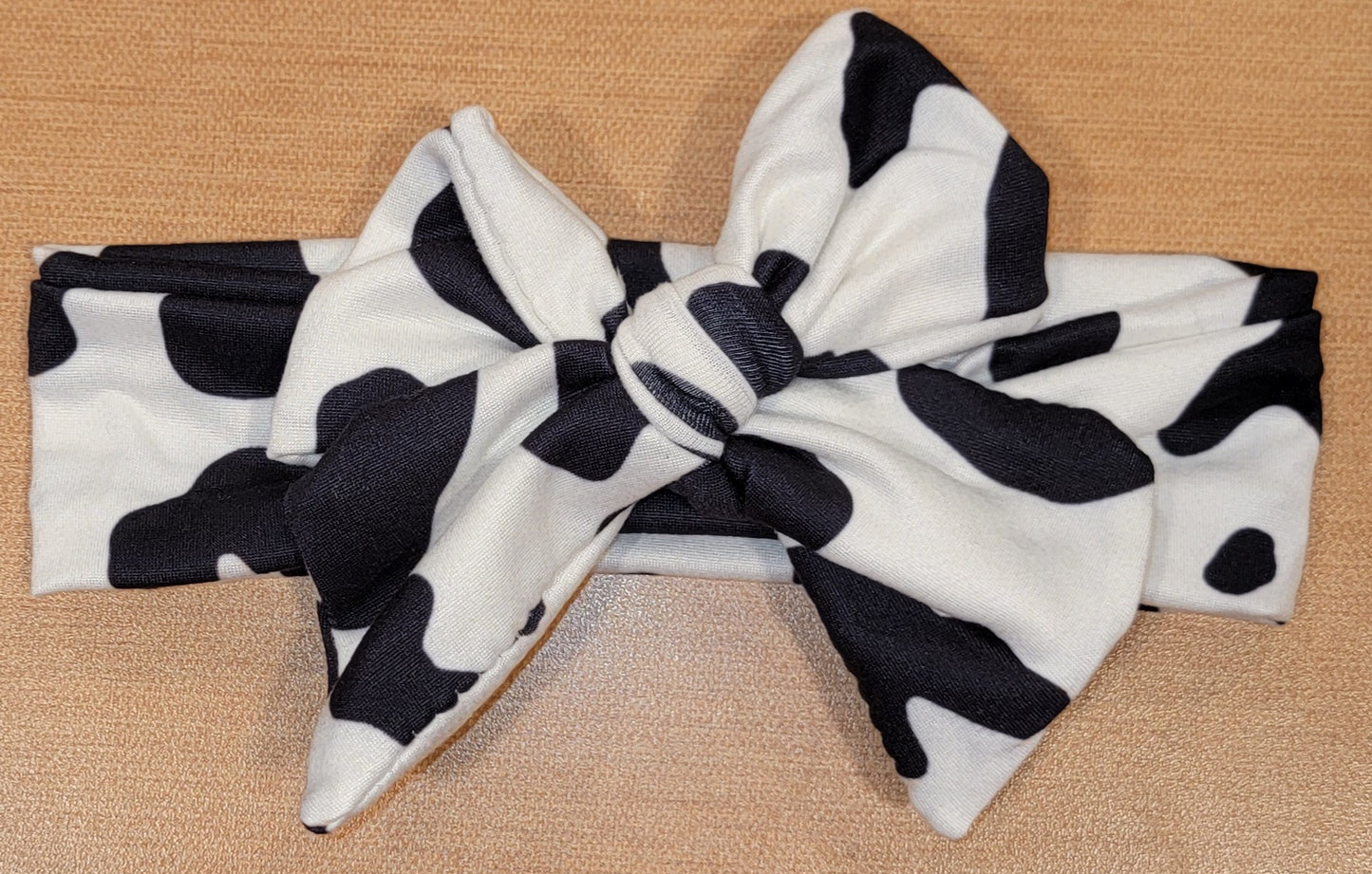 Black Cow Print Headband Bow