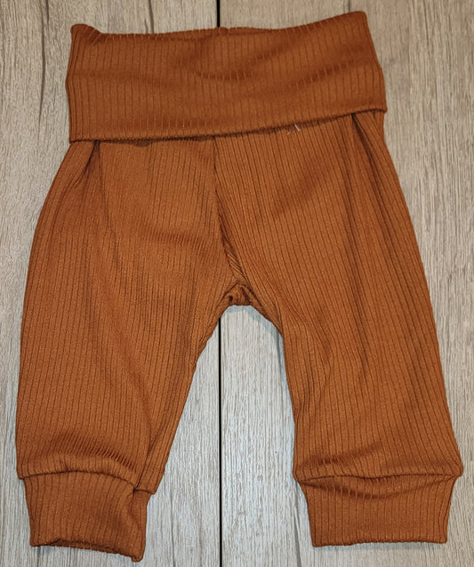 Burnt Orange Ribbed Fold Over Jogger