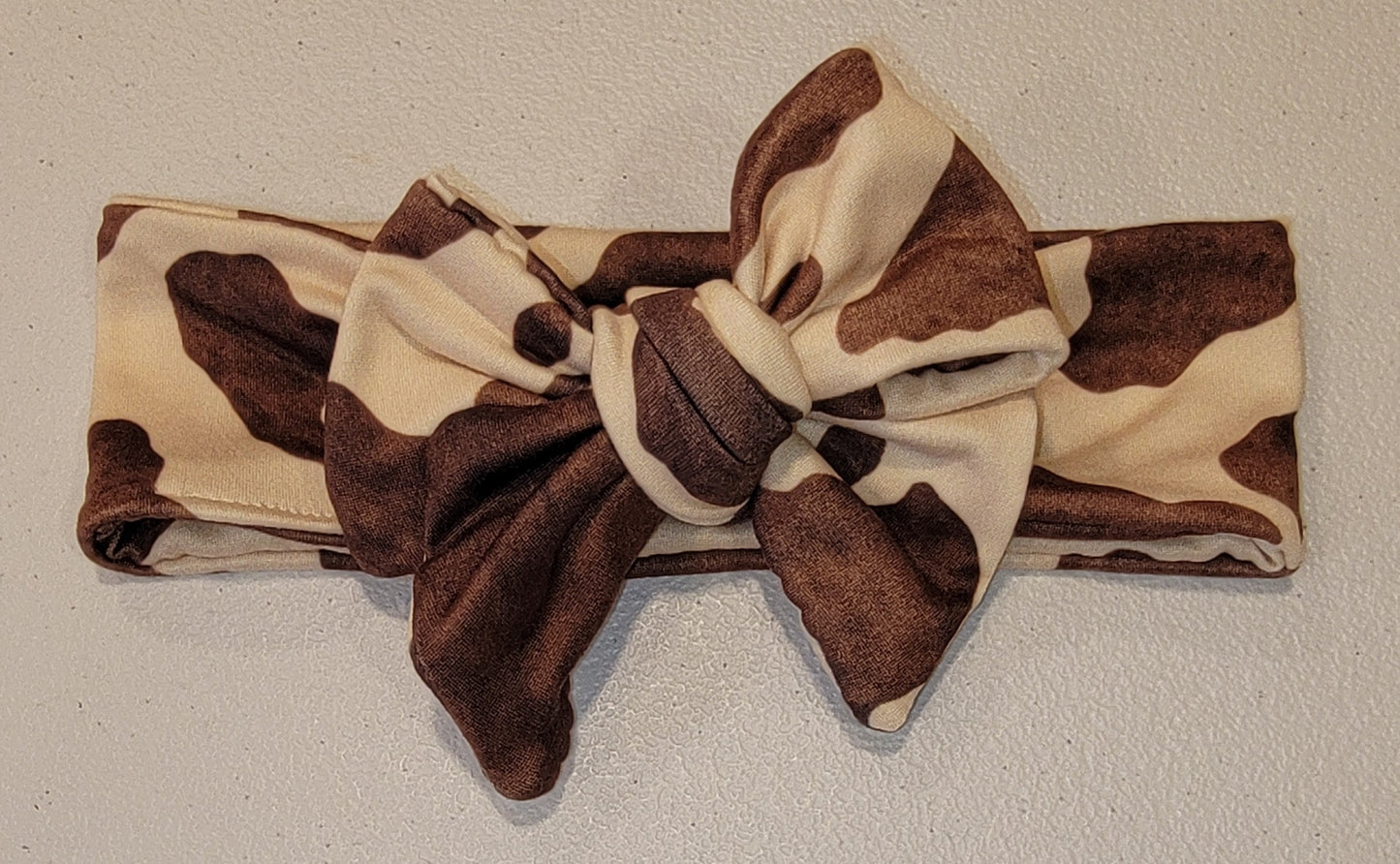 Brown Cow Print Headband Bow