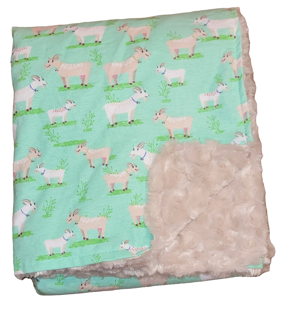 Goats with Tan Baby Minky Blanket