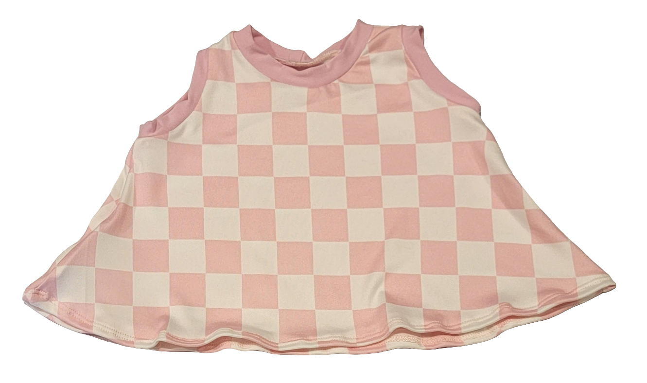 Pink Checkered Print Swing Tank