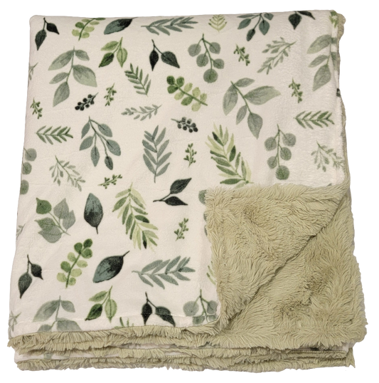 Eucalyptus with Serge Green Toddler Minky Blanket