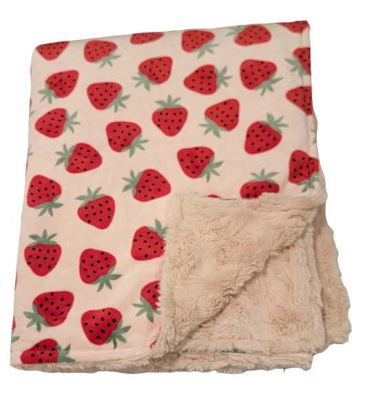 Strawberry Toddler Minky Blanket