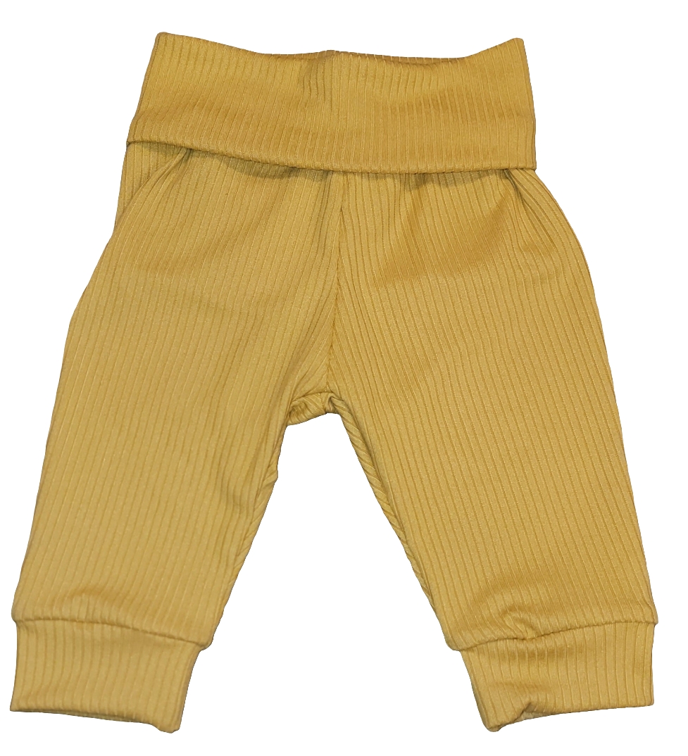 Mustard Ribbed Fold Over Waistband Jogger