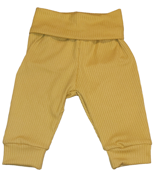 Mustard Ribbed Fold Over Waistband Jogger