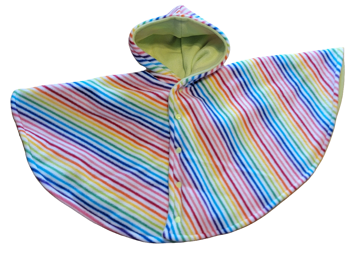 Rainbow Stripe/Lime Green Car Seat Poncho