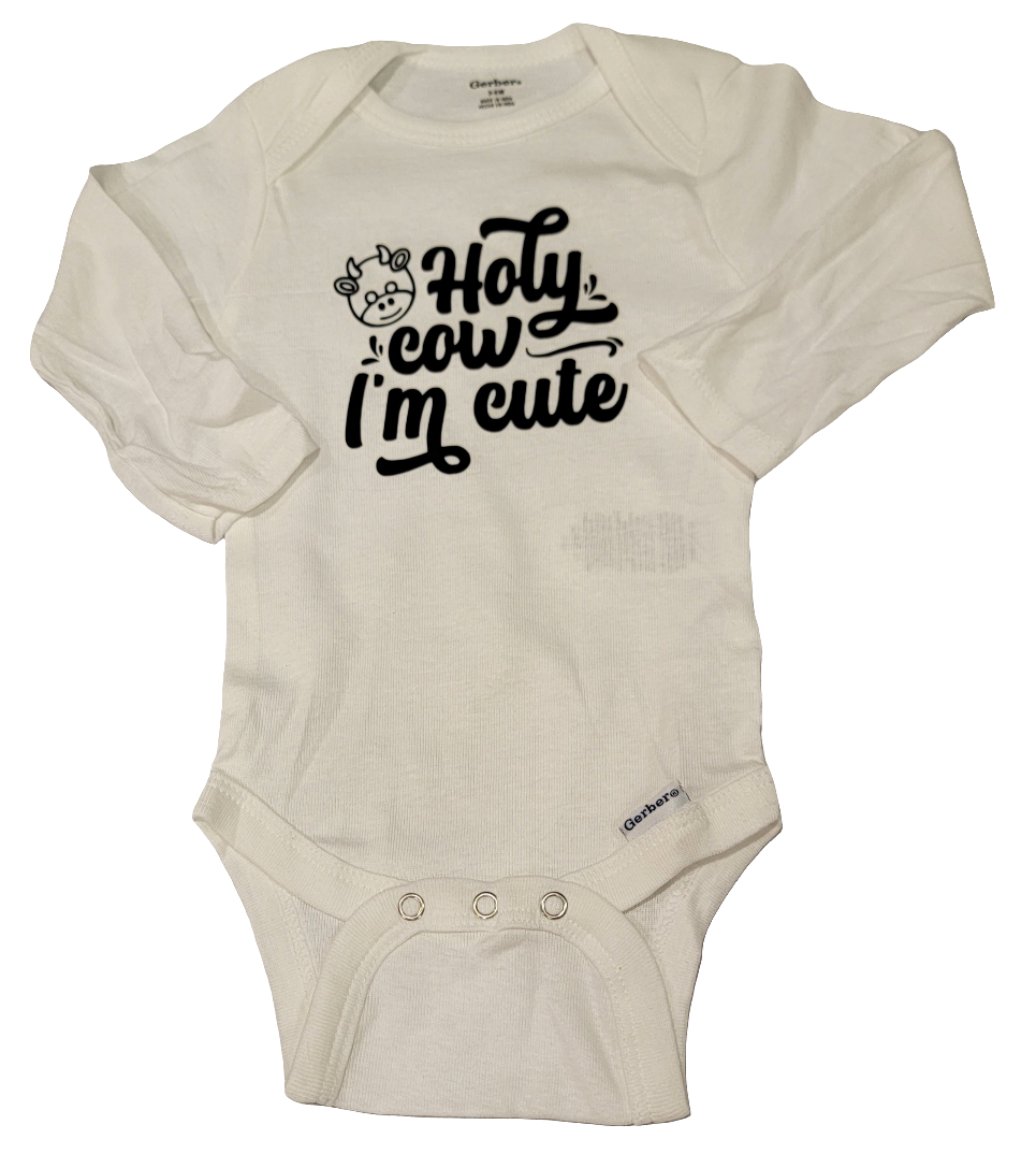 Holy Cow I'm Cute Long Sleeve Onesie