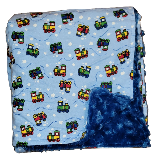 Trains Baby Minky Blanket