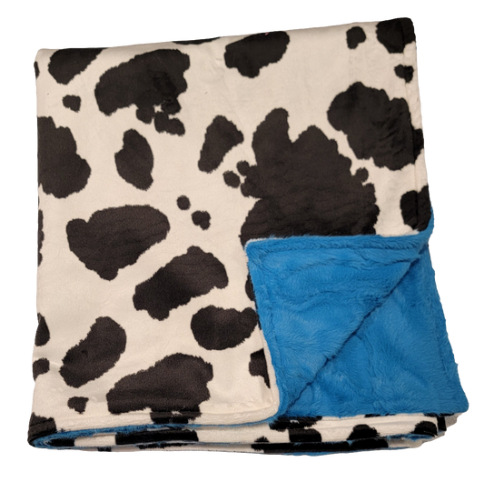 Cow Print with Peacock Toddler Minky Blanket