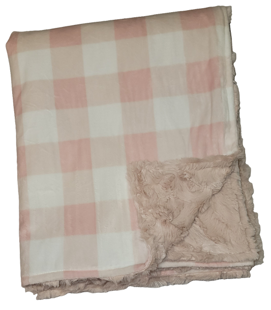 Pink Plaid Toddler Minky Blanket