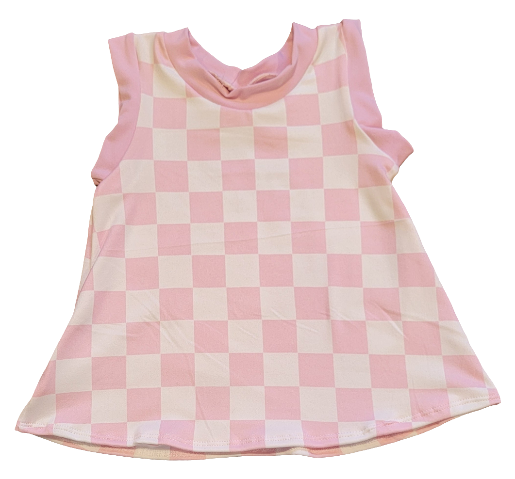 Pink Checkered Tank Dress