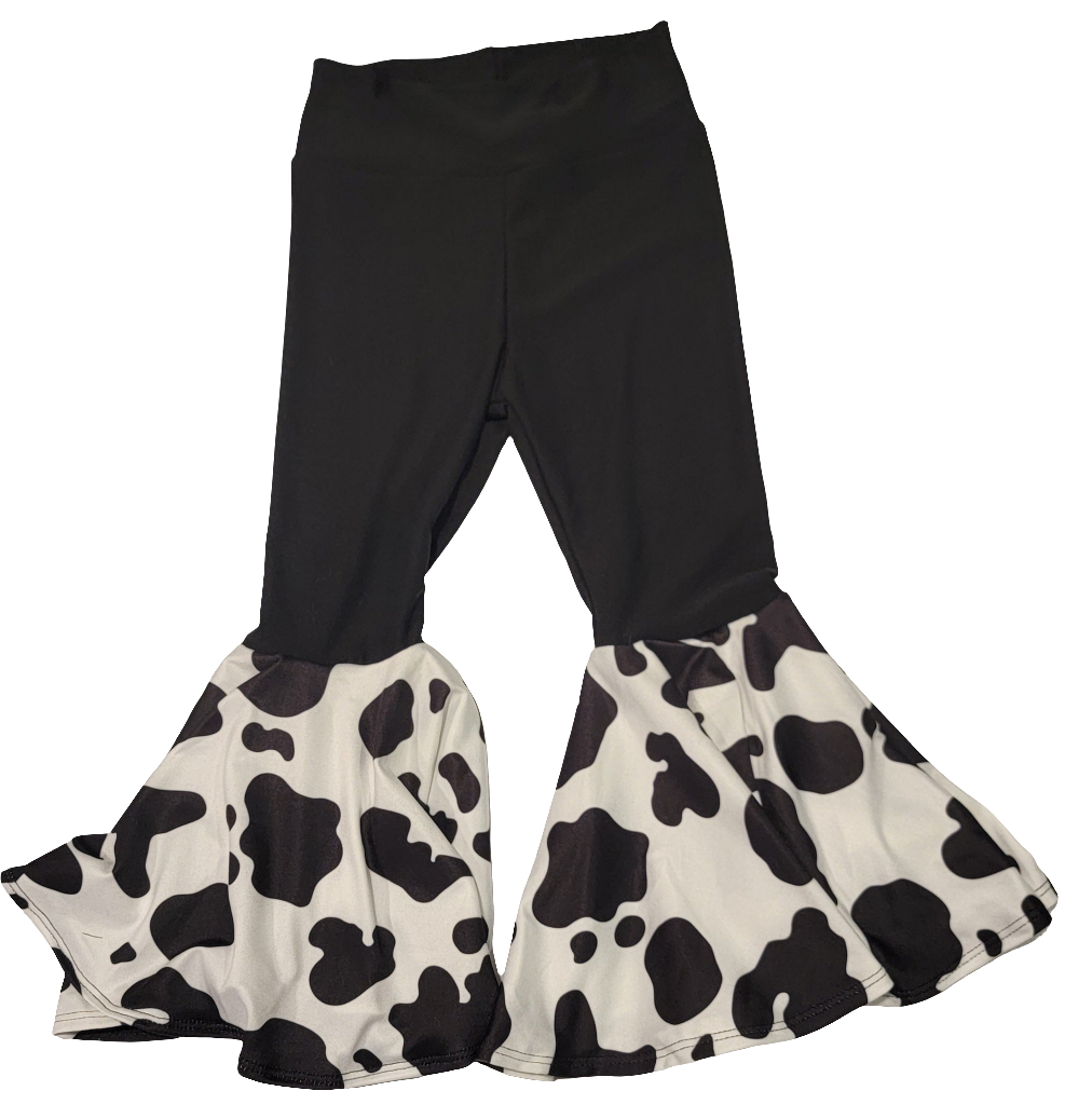 Reversed Cow Print Bell Bottoms