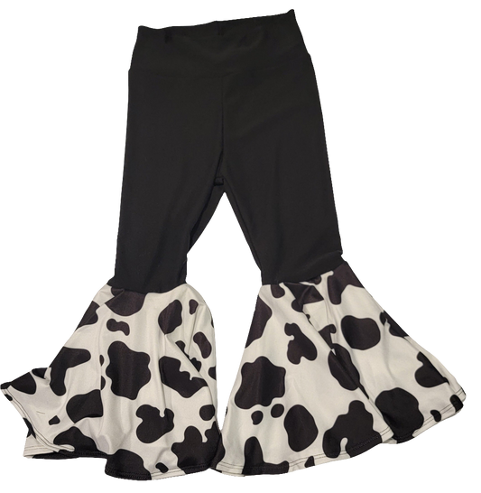 Reversed Cow Print Bell Bottoms