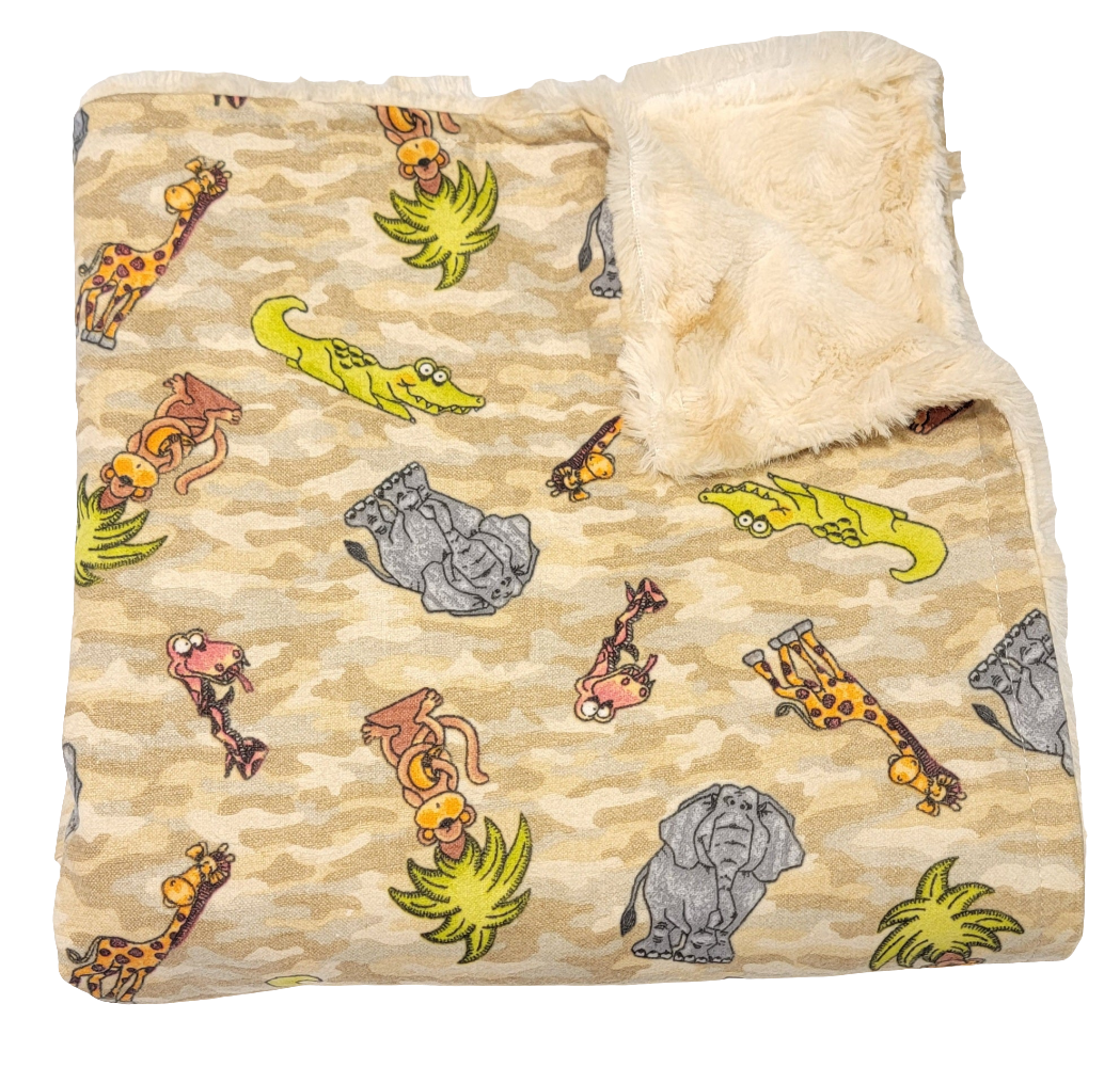 Safari Jungle Animals Baby Minky Blanket