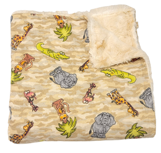 Safari Jungle Animals Baby Minky Blanket