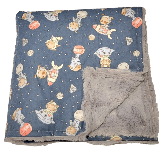 Cat Dog Spaceship Baby Minky Blanket