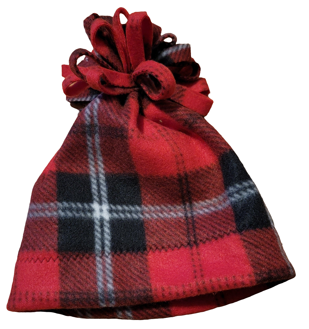 Red and Black Plaid Fleece Hat