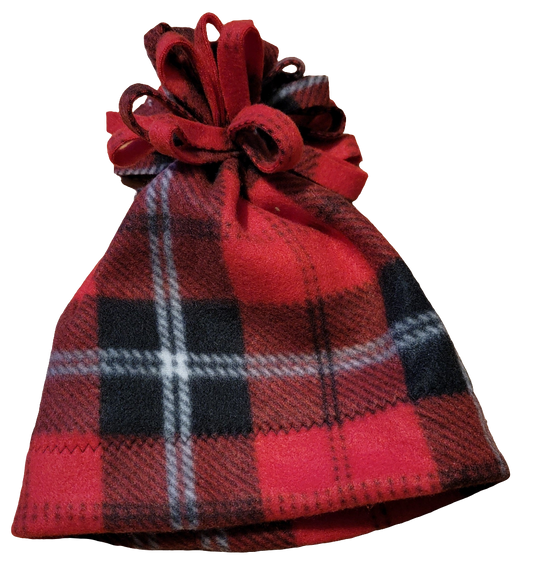 Red and Black Plaid Fleece Hat