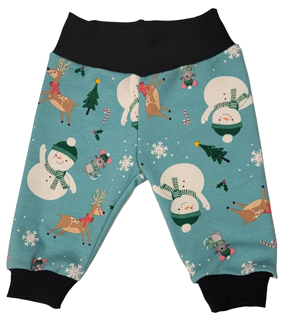 Teal Snowmen Jogger