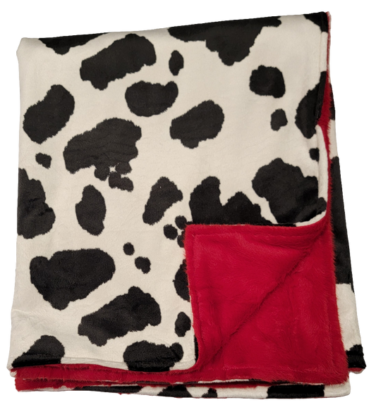 Cow Print with Red Toddler Minky Blanket