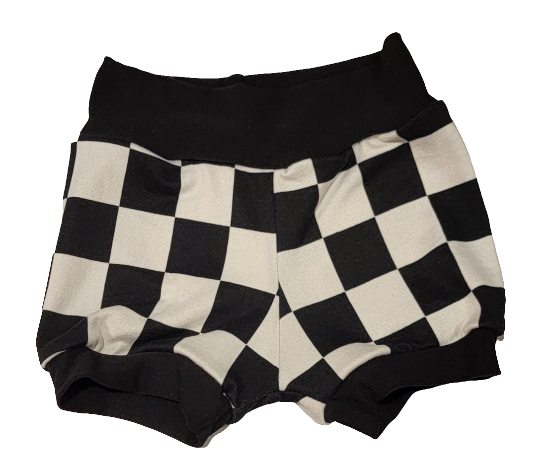 Black Checkered Print Shorts
