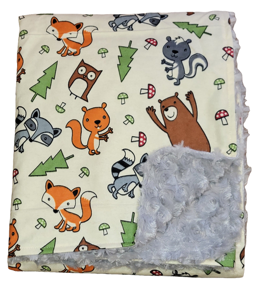 Little Critters with Grey Baby Minky Blanket