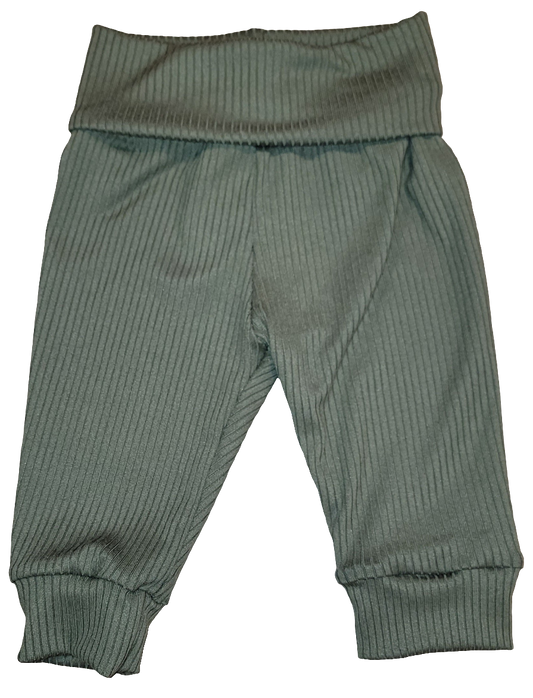 Olive Ribbed Fold Over Waistband Jogger