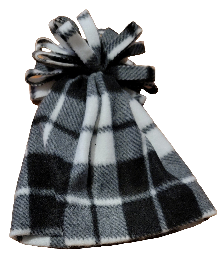 Black and White Plaid Fleece Hat