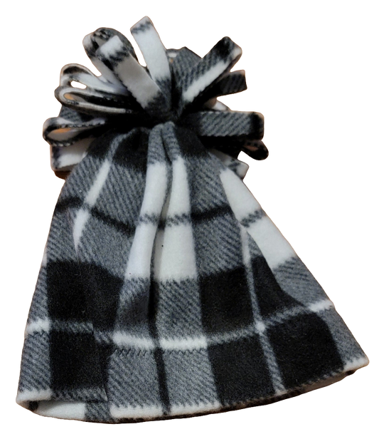 Black and White Plaid Fleece Hat