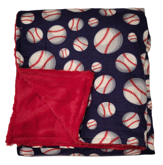 Baseball with Red Baby Minky Blanket