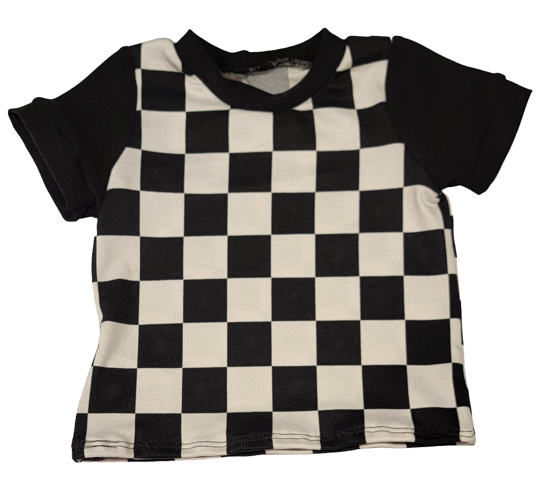 Black Checkered Print T-Shirt