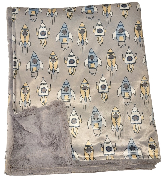 Rocket Toddler Minky Blanket