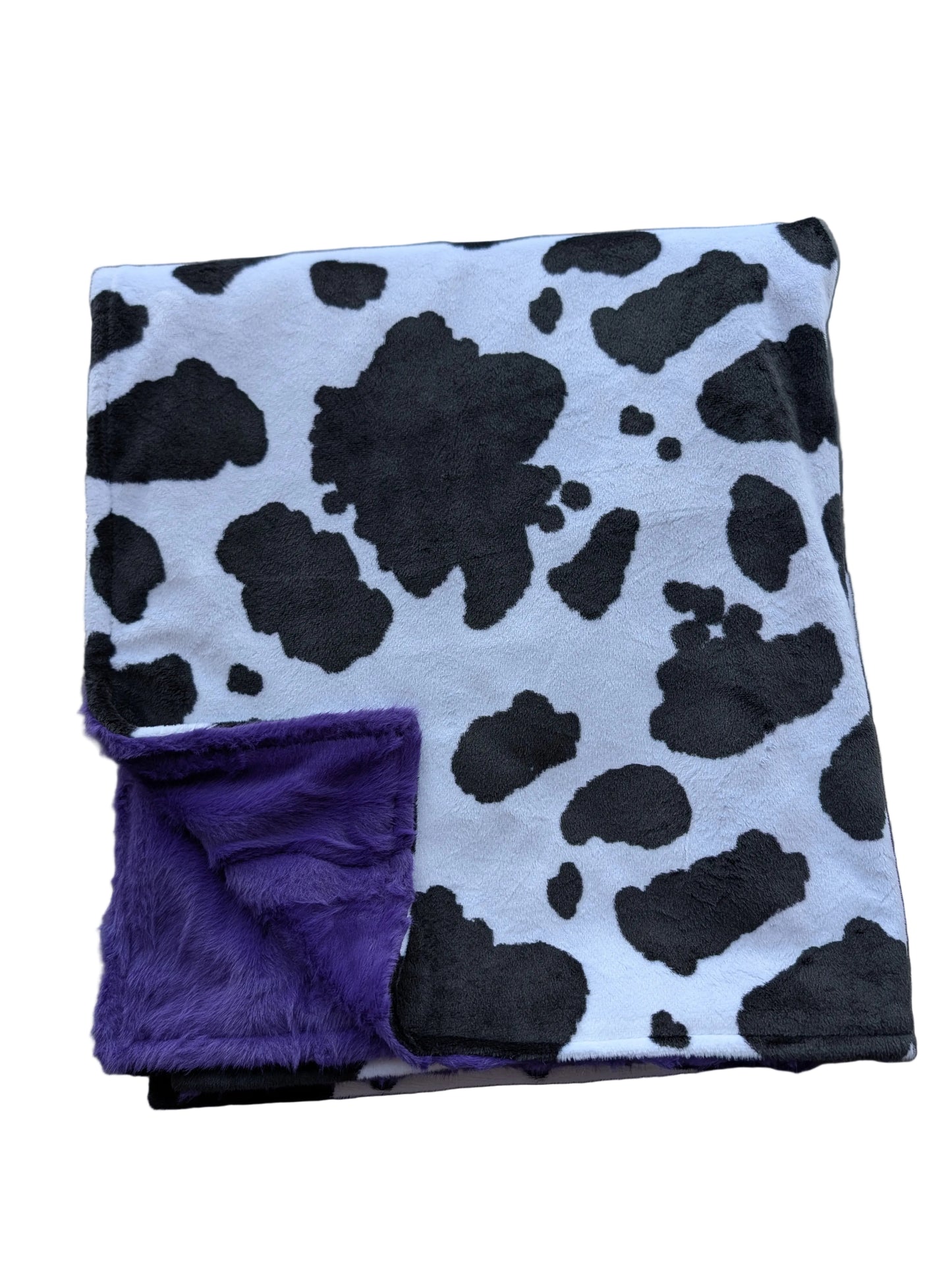 Cow with Purple Toddler Minky Blanket