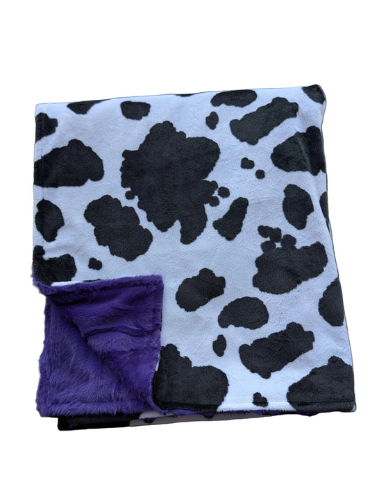 Cow with Purple Toddler Minky Blanket
