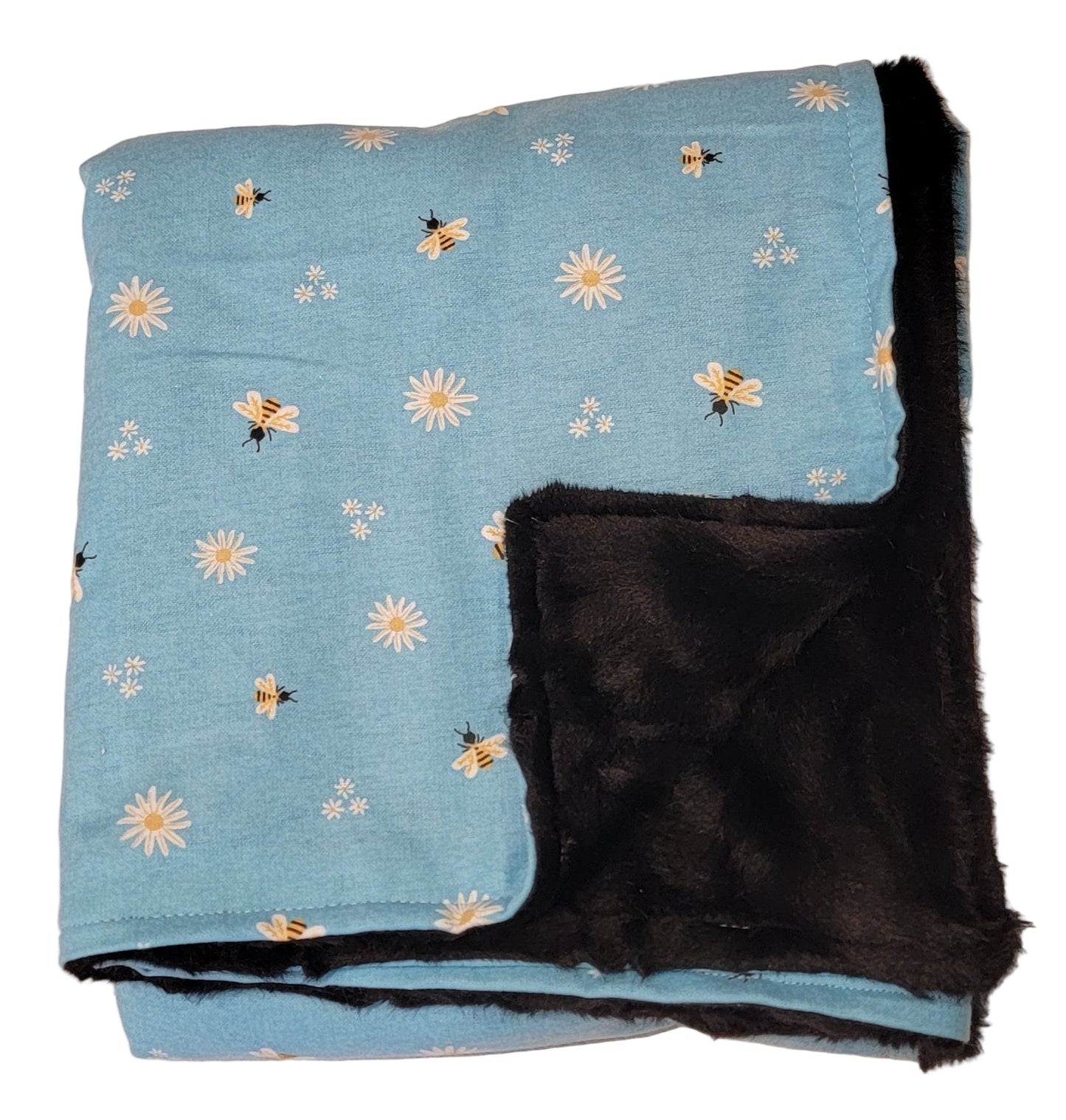 Teal Bumblebee Baby Minky Blanket