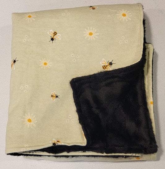 Mint Bumblebee Baby Minky Blanket