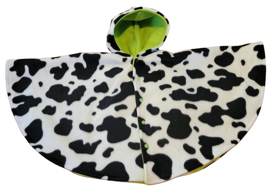 Cow Print with Lime Green Car Seat Poncho